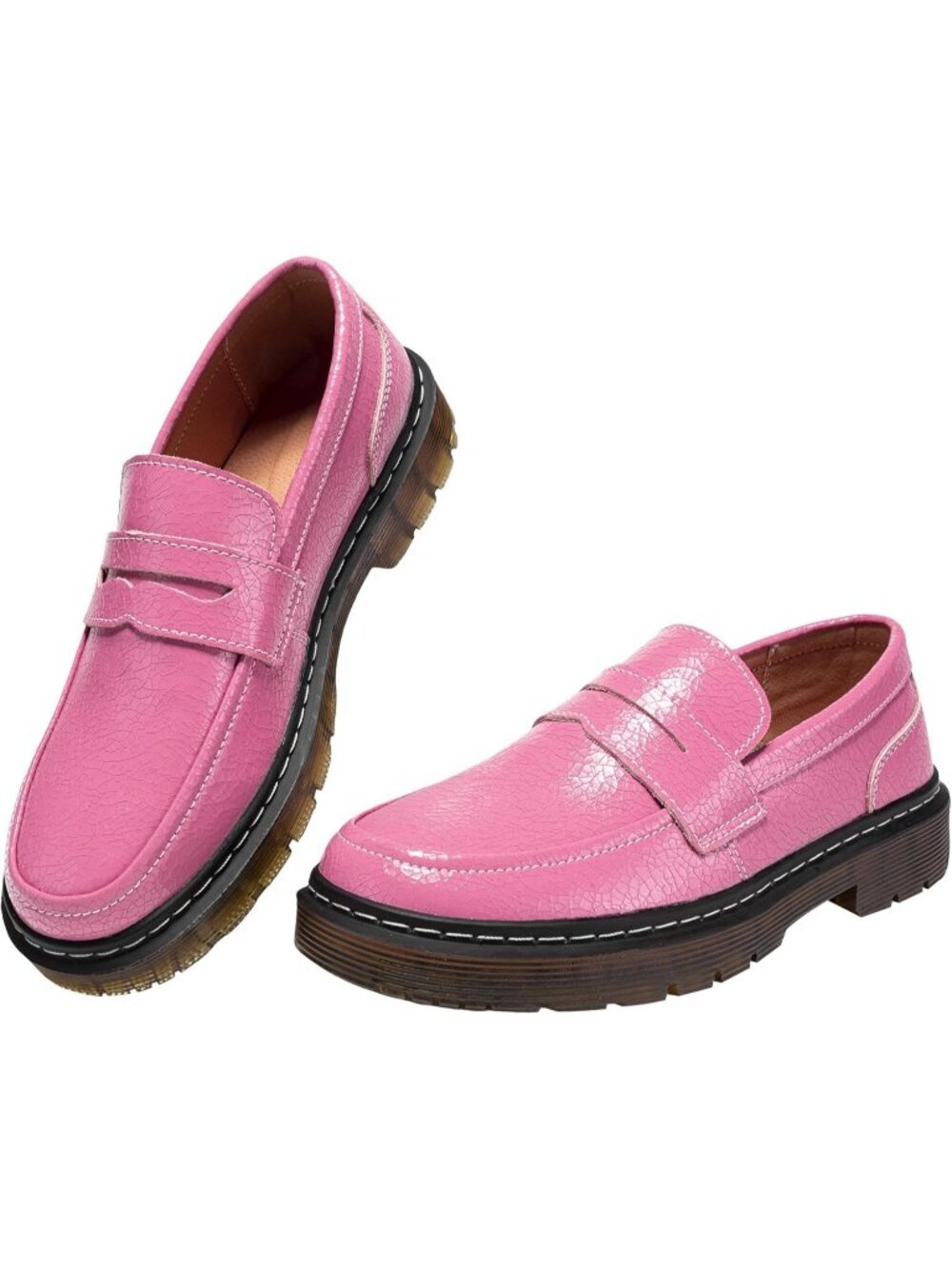 Women's Pink-croco Classic Penny Loafers Fashion Driving Moccasins Shoes